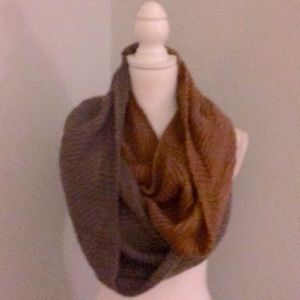 M C Oasis taupe and brown eternity scarf